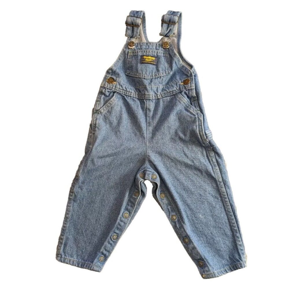 Vintage OshKosh BGosh Vestbak Blue Denim Overalls 2T Snaps USA Toddler Carpenter